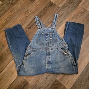 VTG Lee Denim Overalls 1940s 1950s Sanforized Donut Buttons USA 29" Inseam
